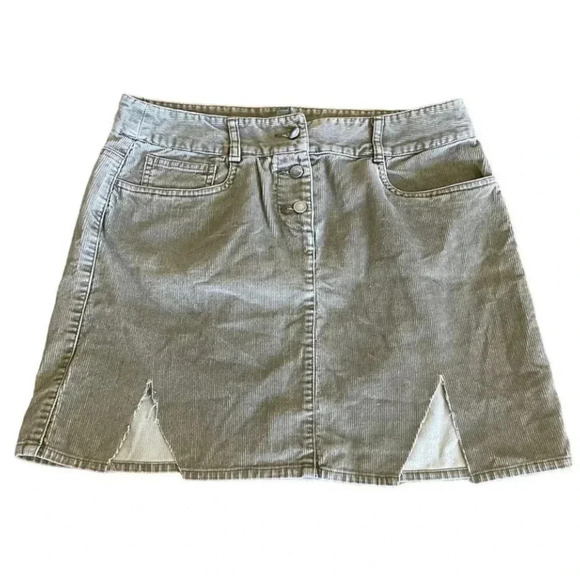 Rubish Green Corduroy Button Down Distressed Cutout Mini Girls Skirt SZ 5 # 1320 - Picture 1 of 7